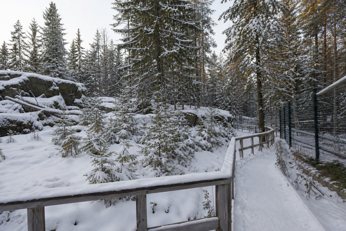 A forest enclosure at Ranua Wildlife Park near Rovaniemi