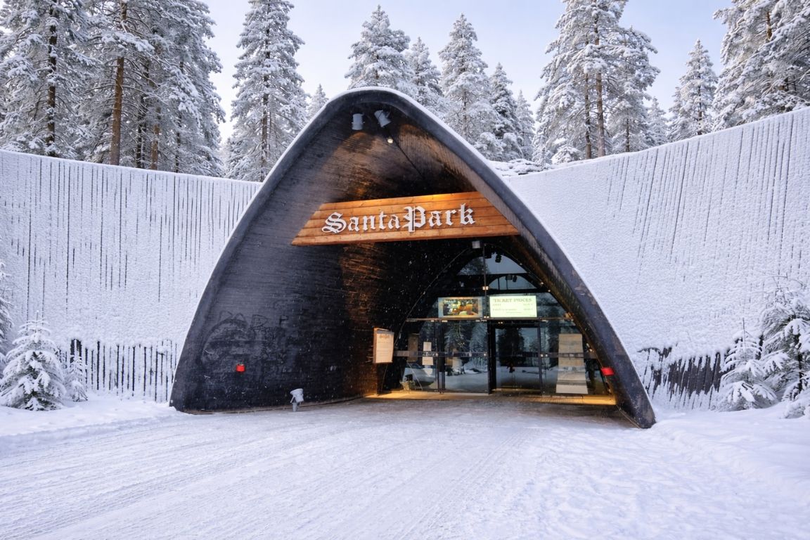 SantaPark in Rovaniemi Lapland showcasing Christmas-themed attractions and Santa Claus village experience, seen during a tour with Rovaniemi Tours